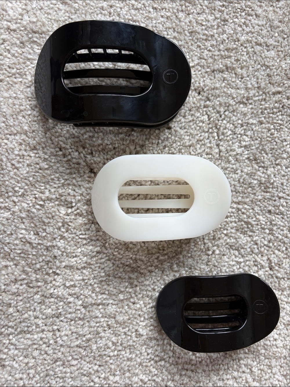 TELETIES - Large Flat Round Clips - Pack of 3- large, medium, and small